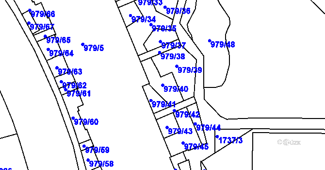 Parcela st. 979/40 v KÚ Žižkov, Katastrální mapa