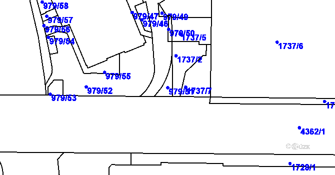Parcela st. 979/51 v KÚ Žižkov, Katastrální mapa