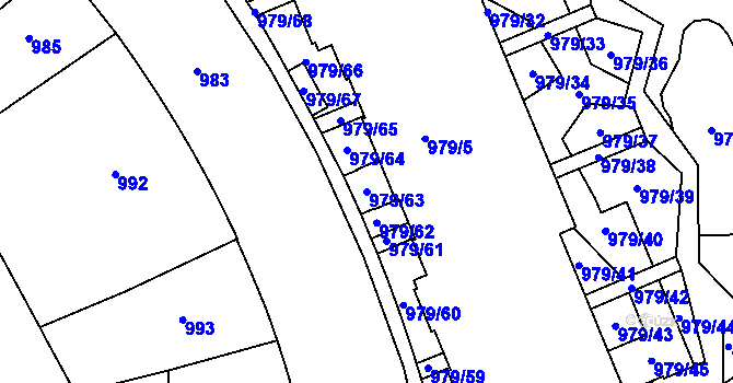 Parcela st. 979/63 v KÚ Žižkov, Katastrální mapa