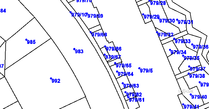 Parcela st. 979/67 v KÚ Žižkov, Katastrální mapa