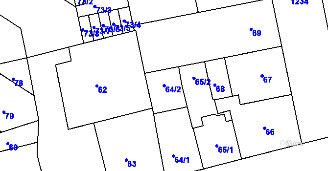 Parcela st. 64/2 v KÚ Žižkov, Katastrální mapa