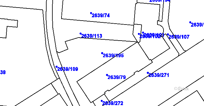 Parcela st. 2639/195 v KÚ Žižkov, Katastrální mapa