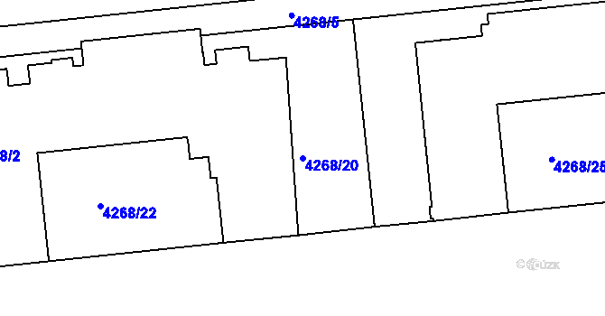 Parcela st. 4268/20 v KÚ Žižkov, Katastrální mapa