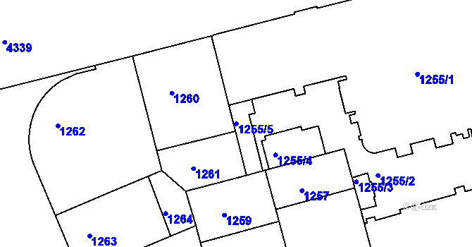 Parcela st. 1255/5 v KÚ Žižkov, Katastrální mapa