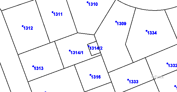 Parcela st. 1314/2 v KÚ Žižkov, Katastrální mapa