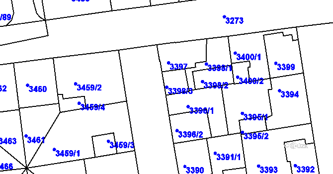 Parcela st. 3398/3 v KÚ Žižkov, Katastrální mapa