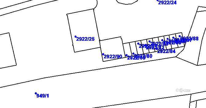 Parcela st. 2922/90 v KÚ Žižkov, Katastrální mapa
