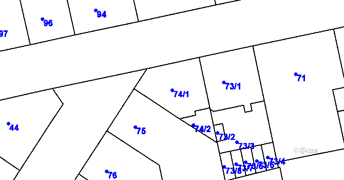 Parcela st. 74/1 v KÚ Žižkov, Katastrální mapa