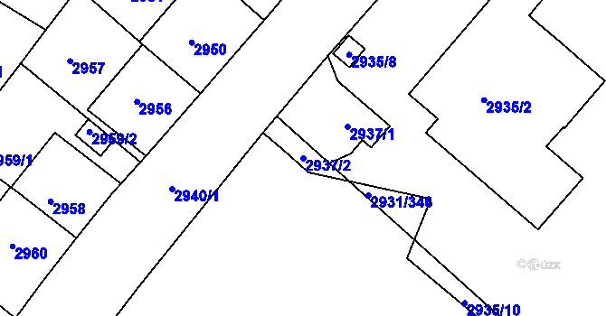 Parcela st. 2937/2 v KÚ Žižkov, Katastrální mapa
