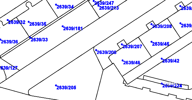 Parcela st. 2639/206 v KÚ Žižkov, Katastrální mapa