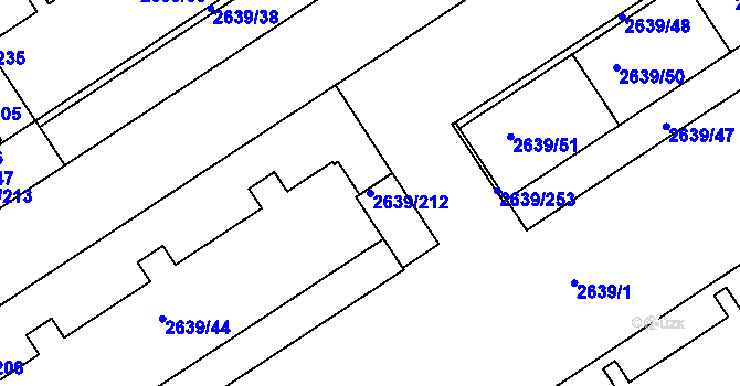 Parcela st. 2639/212 v KÚ Žižkov, Katastrální mapa