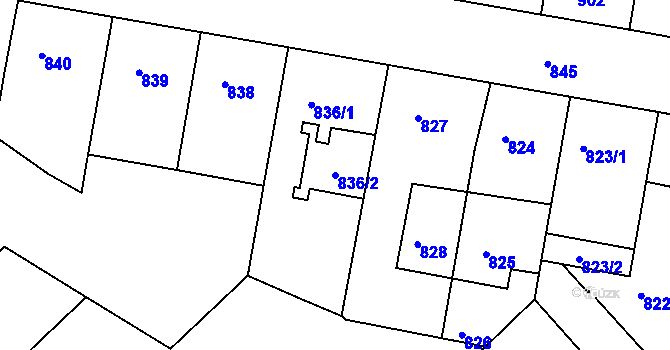 Parcela st. 836/2 v KÚ Žižkov, Katastrální mapa