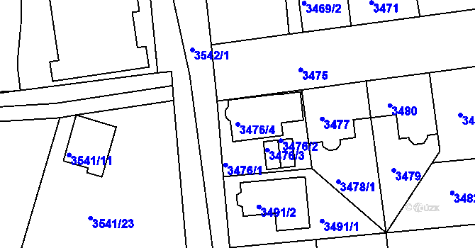 Parcela st. 3476/4 v KÚ Žižkov, Katastrální mapa