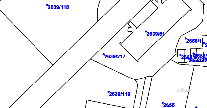 Parcela st. 2639/217 v KÚ Žižkov, Katastrální mapa