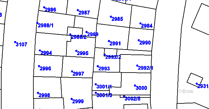 Parcela st. 2992/2 v KÚ Žižkov, Katastrální mapa