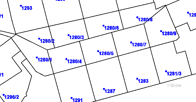 Parcela st. 1280/5 v KÚ Žižkov, Katastrální mapa