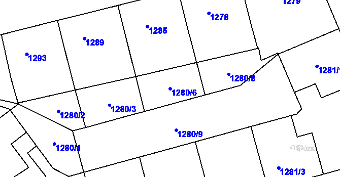 Parcela st. 1280/6 v KÚ Žižkov, Katastrální mapa