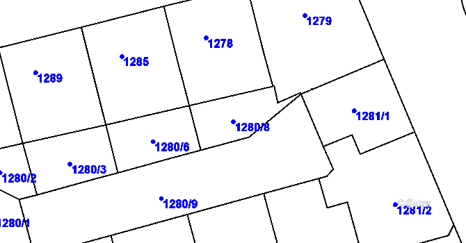 Parcela st. 1280/8 v KÚ Žižkov, Katastrální mapa