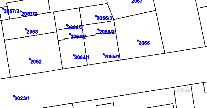 Parcela st. 2065/1 v KÚ Žižkov, Katastrální mapa