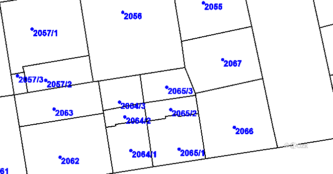 Parcela st. 2065/3 v KÚ Žižkov, Katastrální mapa