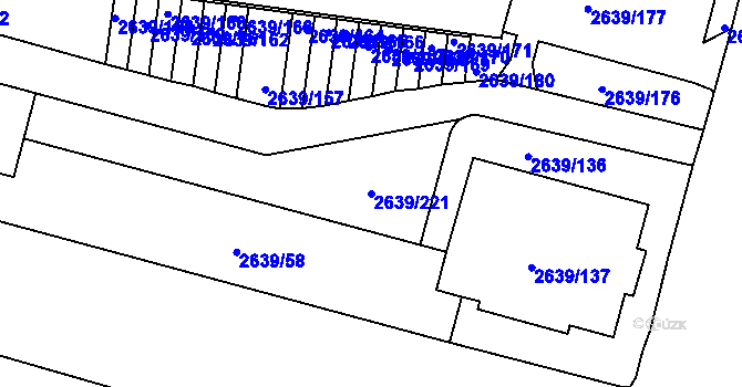 Parcela st. 2639/221 v KÚ Žižkov, Katastrální mapa