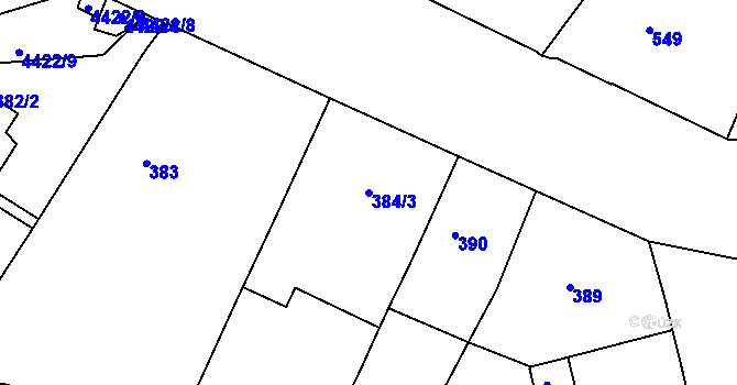 Parcela st. 384/3 v KÚ Žižkov, Katastrální mapa
