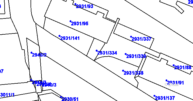 Parcela st. 2931/334 v KÚ Žižkov, Katastrální mapa