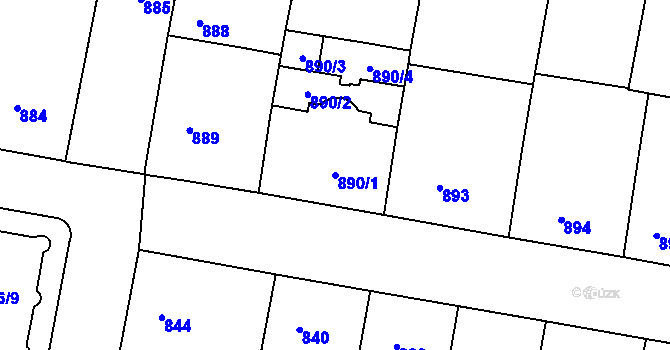 Parcela st. 890/1 v KÚ Žižkov, Katastrální mapa