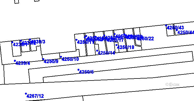 Parcela st. 4250/14 v KÚ Žižkov, Katastrální mapa