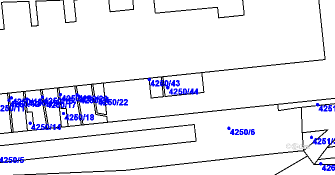 Parcela st. 4250/44 v KÚ Žižkov, Katastrální mapa