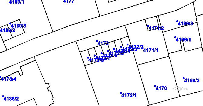 Parcela st. 4172/6 v KÚ Žižkov, Katastrální mapa