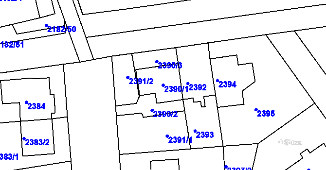 Parcela st. 2390/1 v KÚ Žižkov, Katastrální mapa