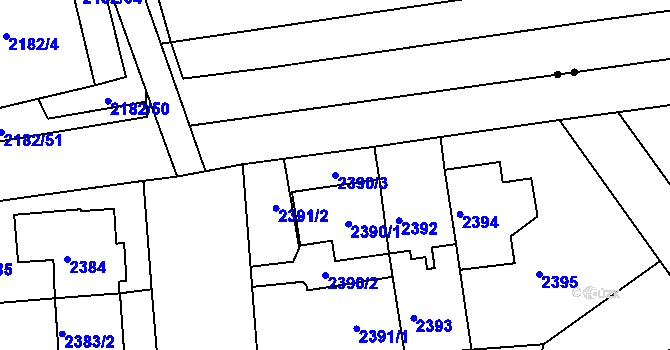 Parcela st. 2390/3 v KÚ Žižkov, Katastrální mapa