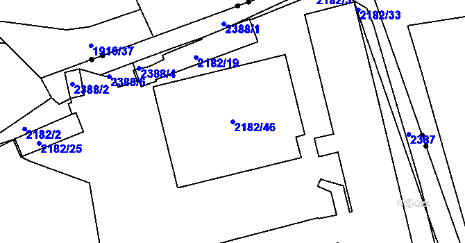 Parcela st. 2182/46 v KÚ Žižkov, Katastrální mapa