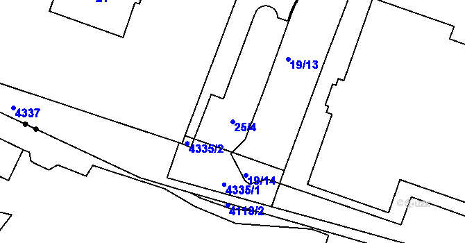 Parcela st. 25/4 v KÚ Žižkov, Katastrální mapa