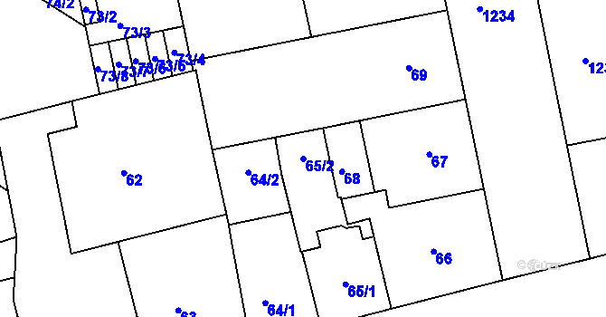 Parcela st. 65/2 v KÚ Žižkov, Katastrální mapa