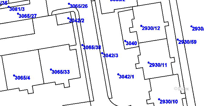 Parcela st. 3042/3 v KÚ Žižkov, Katastrální mapa