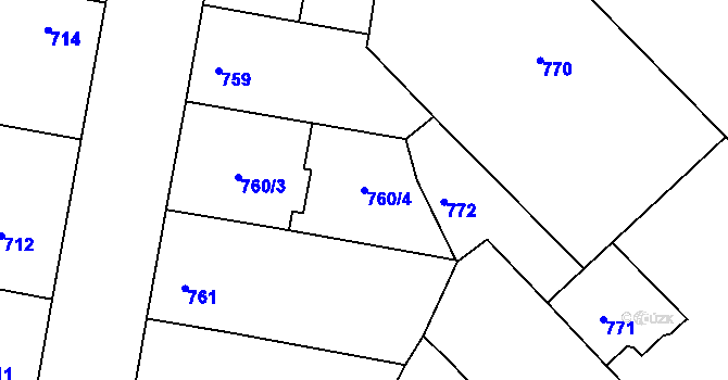 Parcela st. 760/4 v KÚ Žižkov, Katastrální mapa