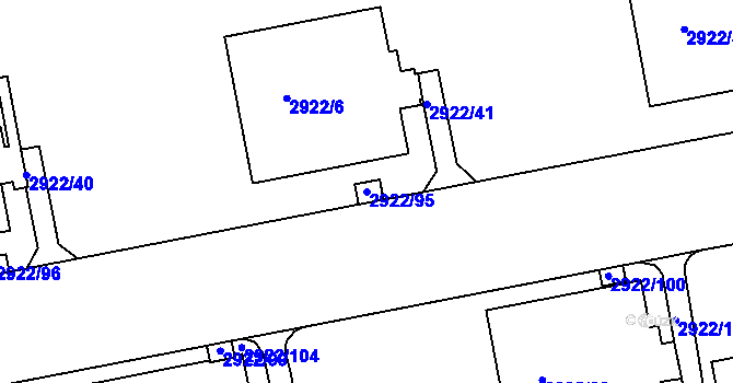 Parcela st. 2922/95 v KÚ Žižkov, Katastrální mapa