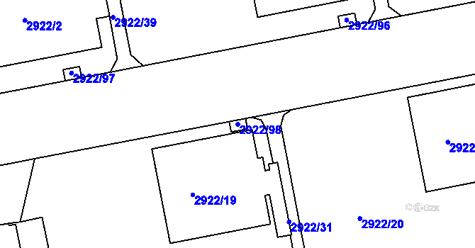 Parcela st. 2922/98 v KÚ Žižkov, Katastrální mapa