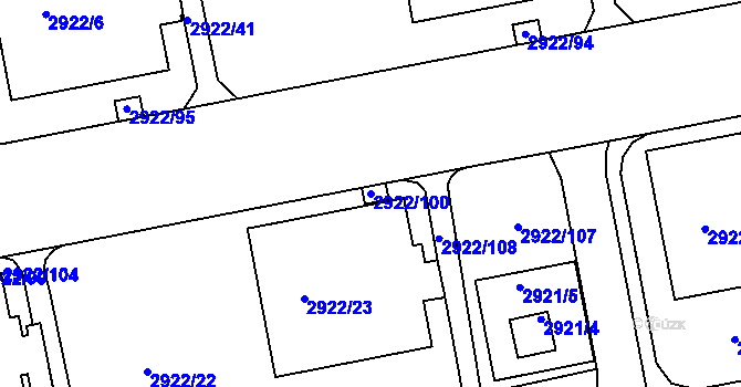 Parcela st. 2922/100 v KÚ Žižkov, Katastrální mapa