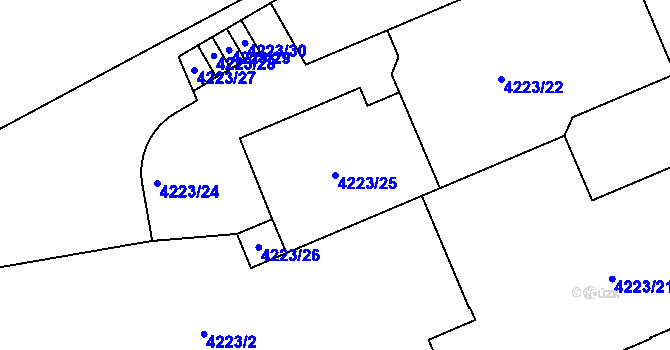 Parcela st. 4223/25 v KÚ Žižkov, Katastrální mapa