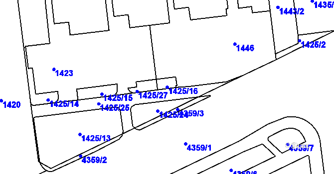 Parcela st. 1425/16 v KÚ Žižkov, Katastrální mapa