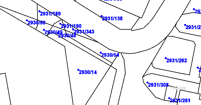 Parcela st. 2930/54 v KÚ Žižkov, Katastrální mapa