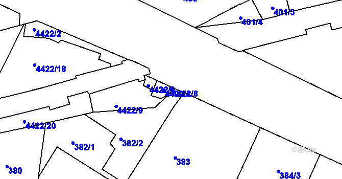 Parcela st. 4422/8 v KÚ Žižkov, Katastrální mapa