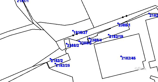 Parcela st. 2388/6 v KÚ Žižkov, Katastrální mapa