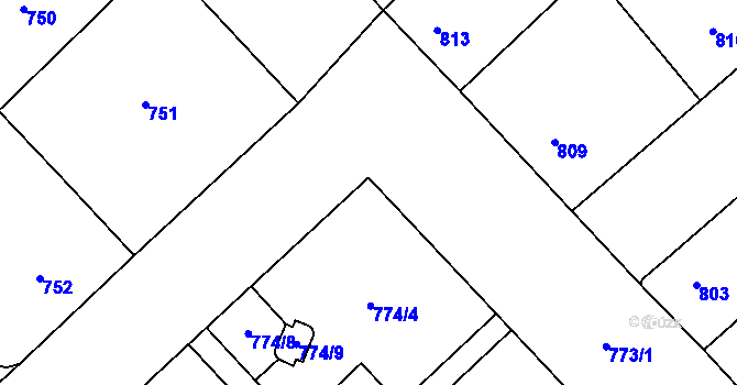 Parcela st. 773/2 v KÚ Žižkov, Katastrální mapa