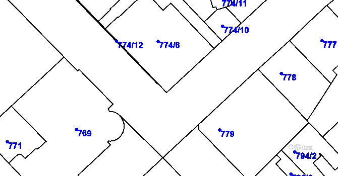 Parcela st. 773/5 v KÚ Žižkov, Katastrální mapa