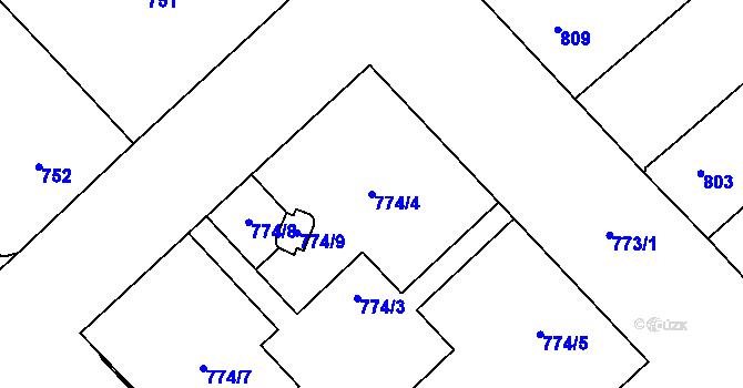 Parcela st. 774/4 v KÚ Žižkov, Katastrální mapa