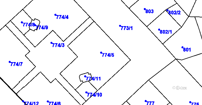 Parcela st. 774/5 v KÚ Žižkov, Katastrální mapa